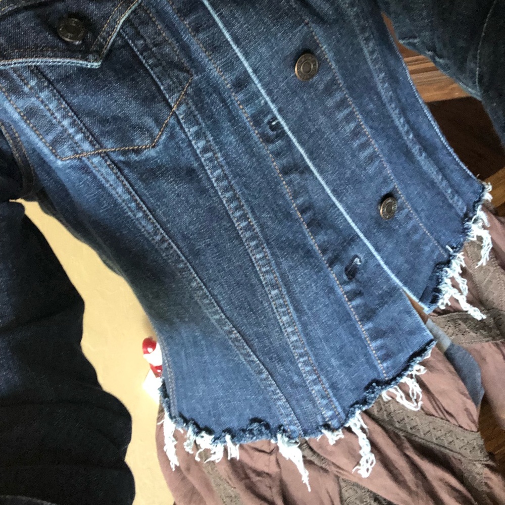 HP 🌟 Denim Jean Jacket with Crochet and ruffle